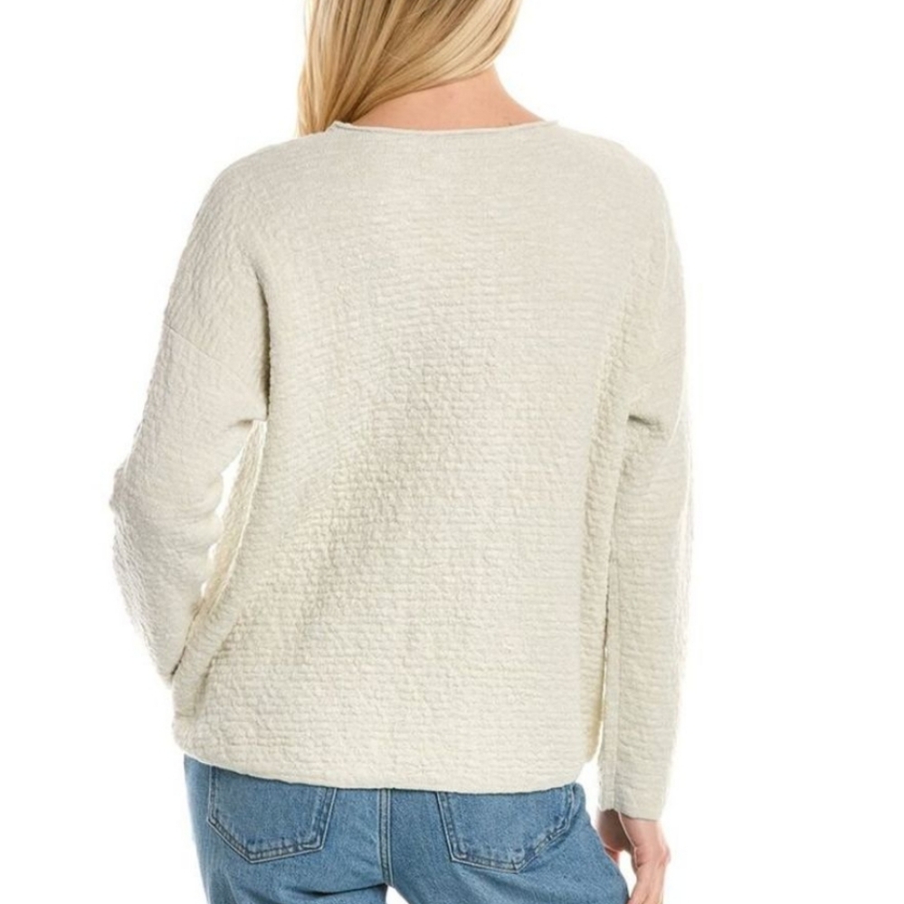 Eileen Fisher | Organic Linen-Blend Crew Neck Sweater - Picture 3 of 10